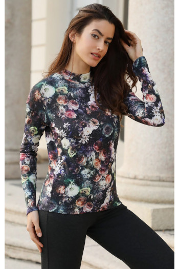 Blouse with floral motifs