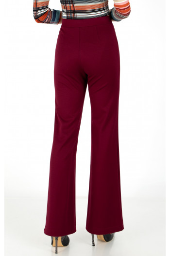 High Waist Flare Trousers in Red Plum Colour [1]
