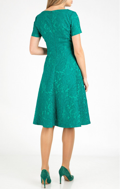 A luxurious jacquard dress in Ultramarine Green colour [1]