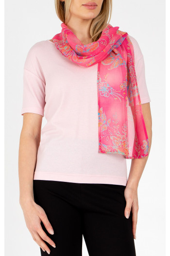 Natural silk scarf in Hot Pink colour