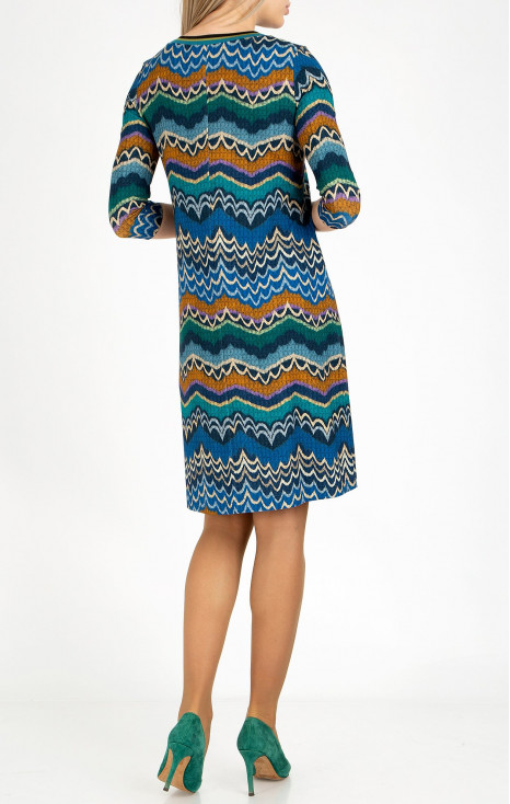 Printed Jersey Dress in Blue [1]