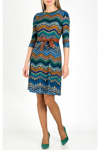 Printed Jersey Dress in Blue