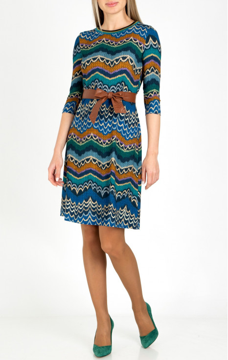 Printed Jersey Dress in Blue