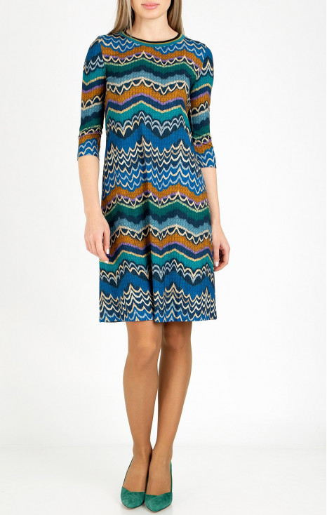 Printed Jersey Dress in Blue