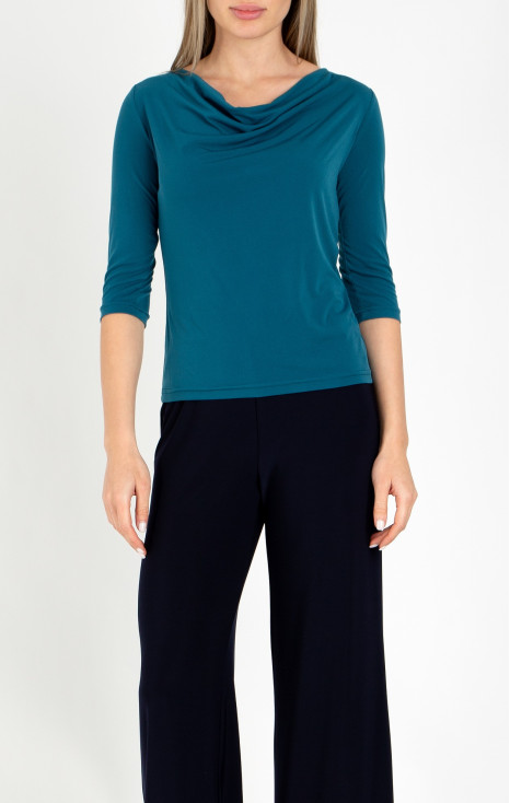 Cowl Neckline Top in Blue Coral colour [1]