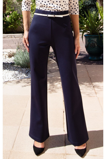 High Waist Flare Trousers in Dark Blue