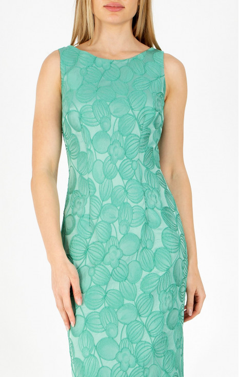 Satin Jacquard Dress in Sea Green