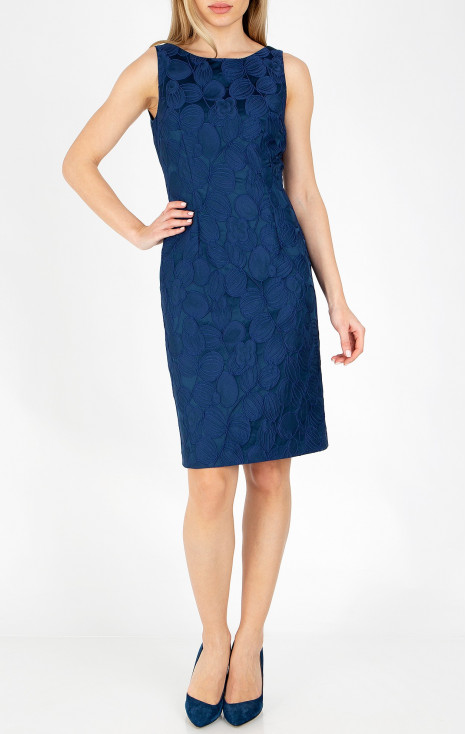 A luxurious jacquard dress in Blue