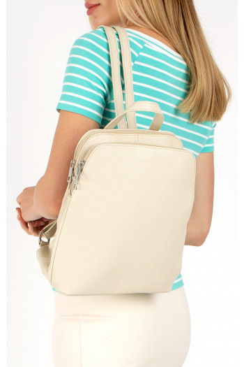 Genuine leather backpack-handbag with a zip fastening