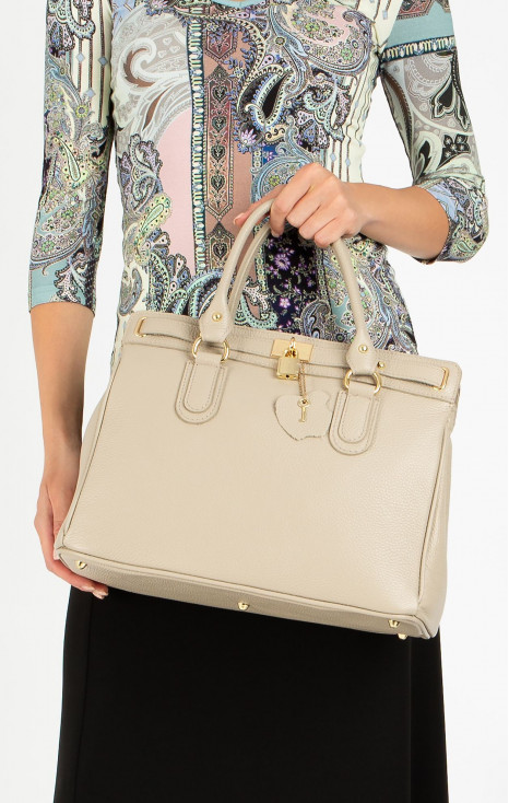 Large Leather Bag in colour Sesame