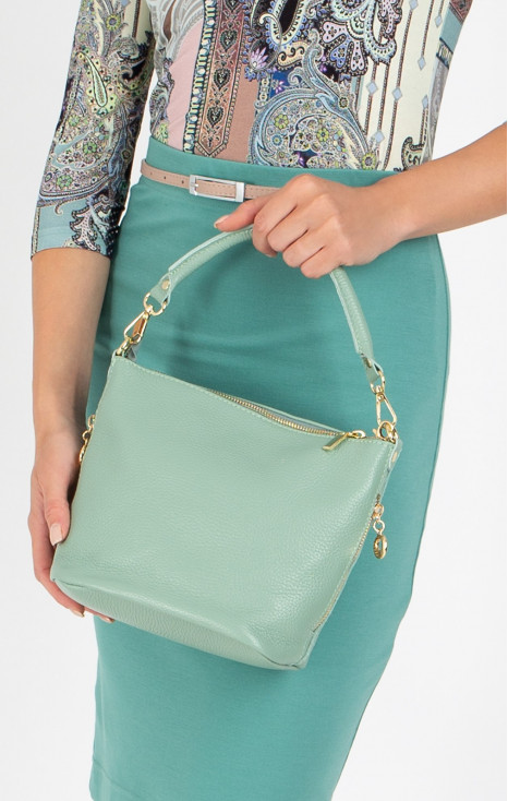 Mini leather bag in Granite green [1]