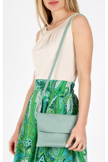 Mini leather bag in Granite green