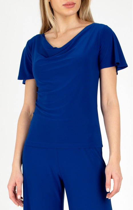 Draped neckline top in Ultamarine