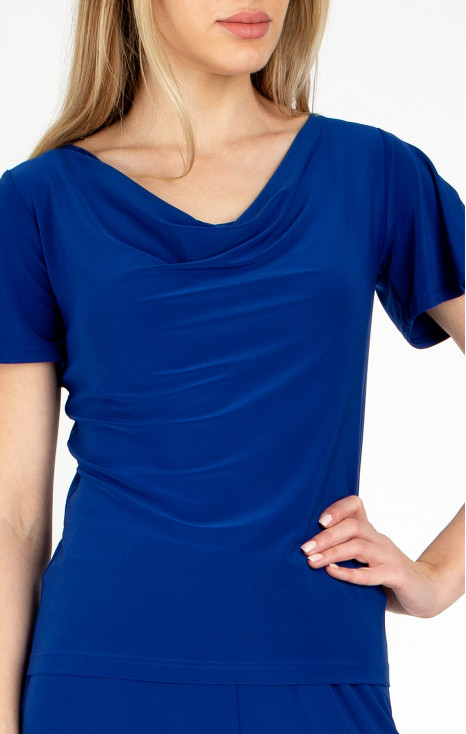 Draped neckline top in Ultamarine