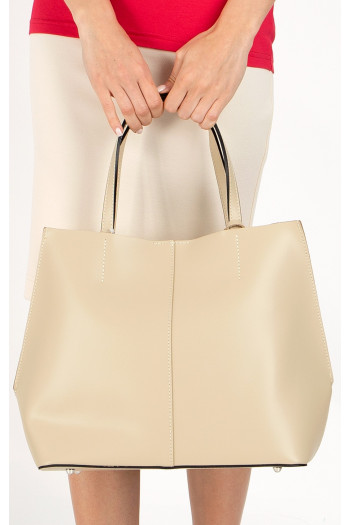 Handmade genuine leather bag without zipper