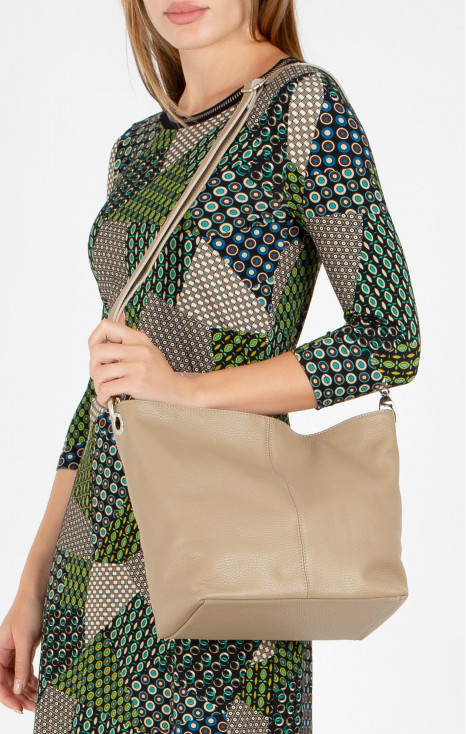 Genuine leather bag in Dark Beige