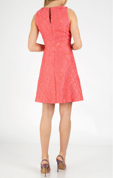 A luxurious jacquard dress in Sugar Coral colour