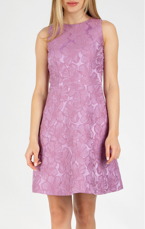 A luxurious jacquard dress in Lavender Mist