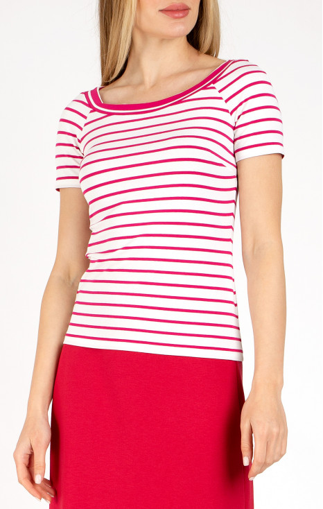 Striped short sleeve blouse