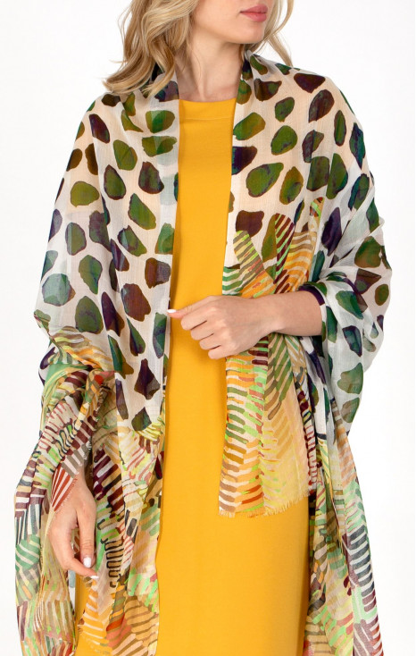 Delicate silk and modal scarf &ldquo;Rolling Stones in Forest Green&rdquo;
