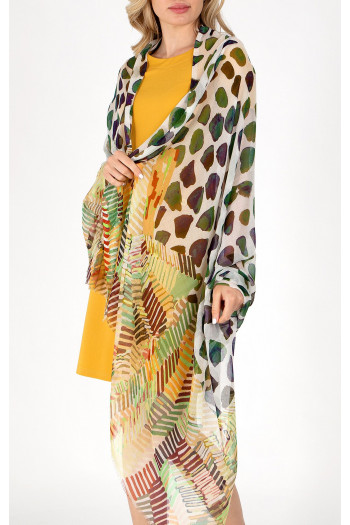 Delicate silk and modal scarf “Rolling Stones in Forest Green”