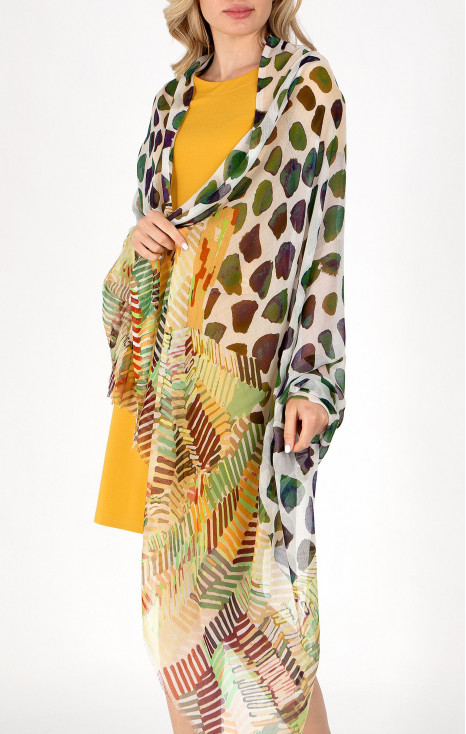 Delicate silk and modal scarf &ldquo;Rolling Stones in Forest Green&rdquo;