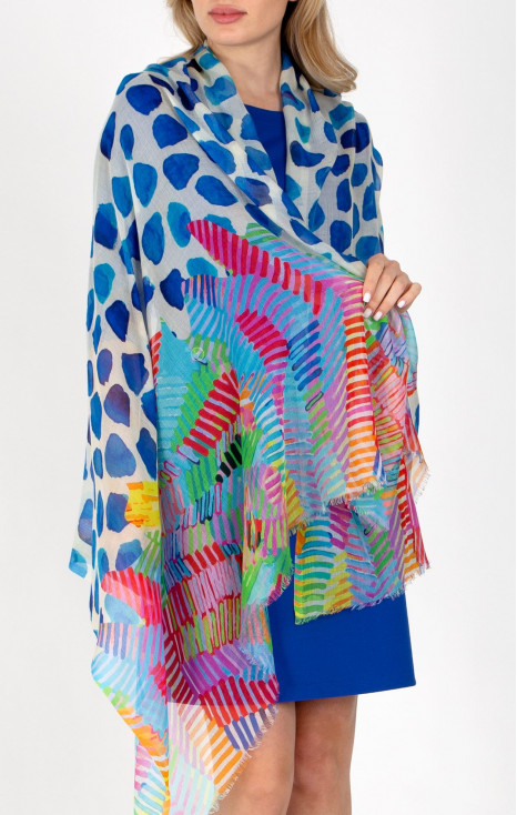 Delicate silk and modal scarf “Rolling Stones in Azure Blue” [1]