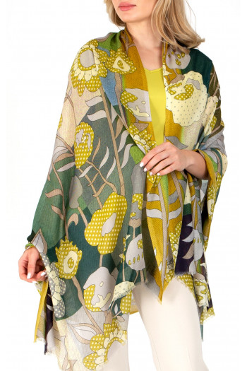 Art silk and modal scarf “Flowers in a Herbal Garden”