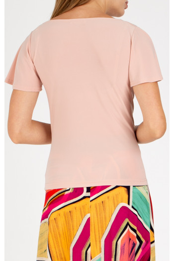 Elegant blouse with a draped neckline in Cloud Pink [1]