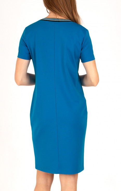 Mini Dress with Pockets in Azure Blue