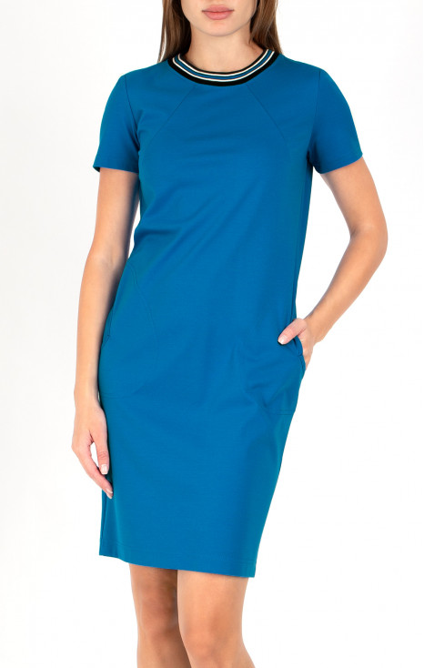 Mini Dress with Pockets in Azure Blue