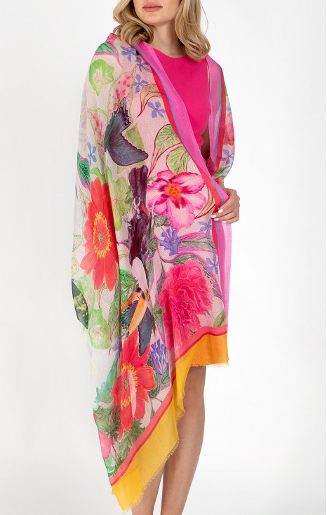 Cotton and modal scarf “Pink Camelia Blossom” [1]