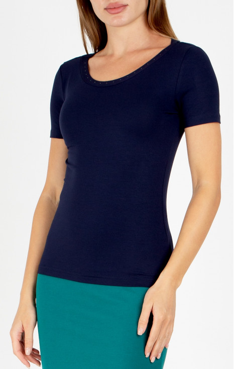 Blouse with Swarovski crystals in Evening Blue