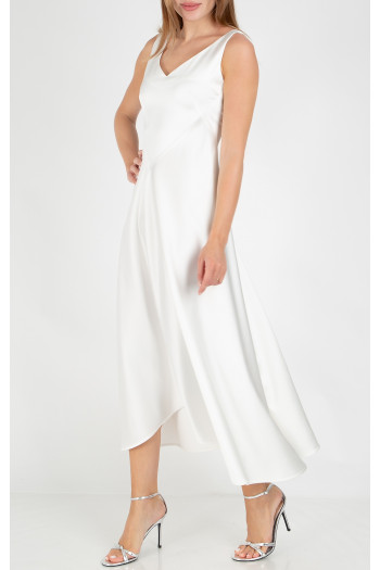 Maxi Satin Dress in Pure White [1]