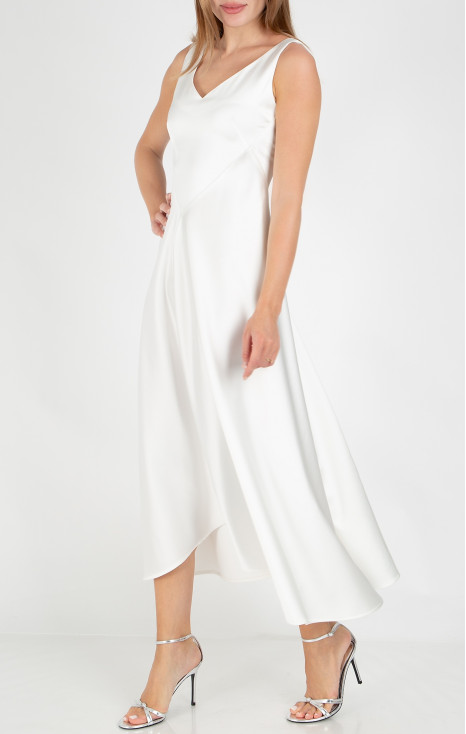 Maxi Satin Dress in Pure White [1]