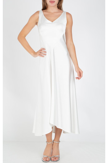Maxi Satin Dress in Pure White