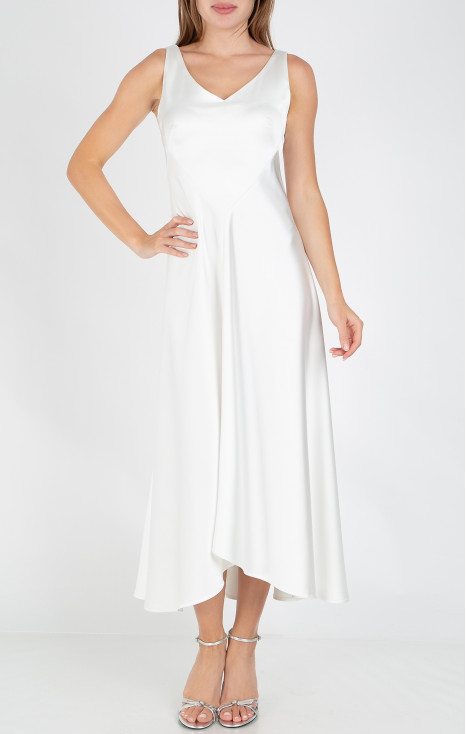 Maxi Satin Dress in Pure White
