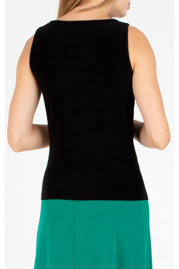 Elegant blouse with a draped neckline in black [1]