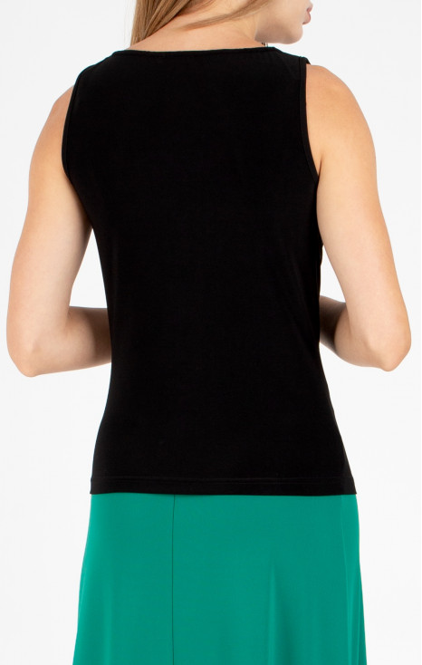 Elegant blouse with a draped neckline in black [1]