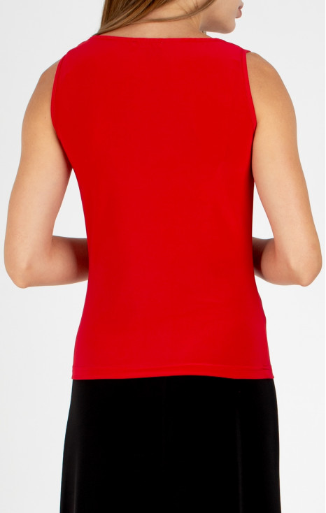 Blouse with a draped neckline in red