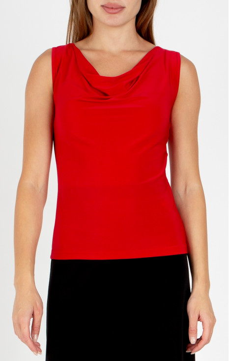 Blouse with a draped neckline in red