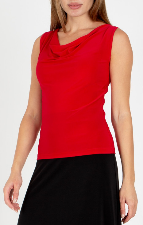 Blouse with a draped neckline in red