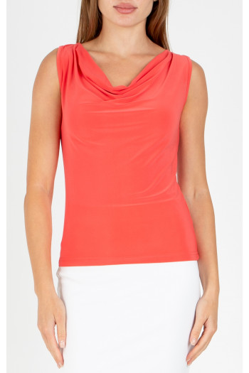 Blouse with an eye-catching neckline in Sugar Coral