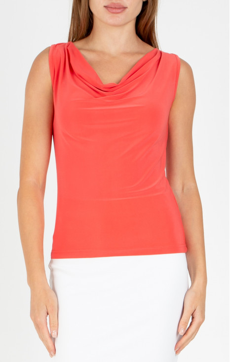 Blouse with an eye-catching neckline in Sugar Coral