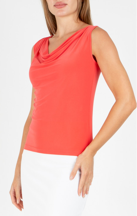 Blouse with an eye-catching neckline in Sugar Coral
