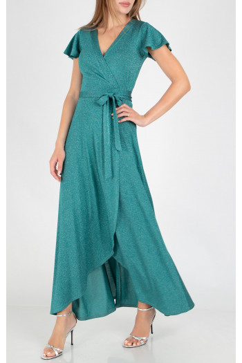 Wrap Maxi Dress in Turquoise Green