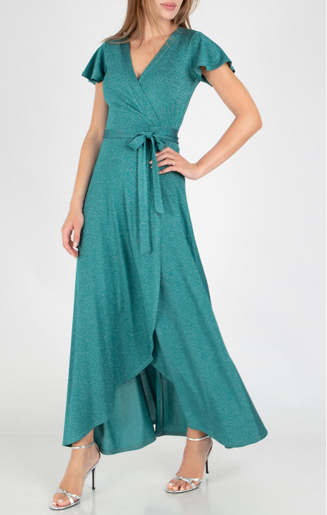 Wrap Maxi Dress in Turquoise Green