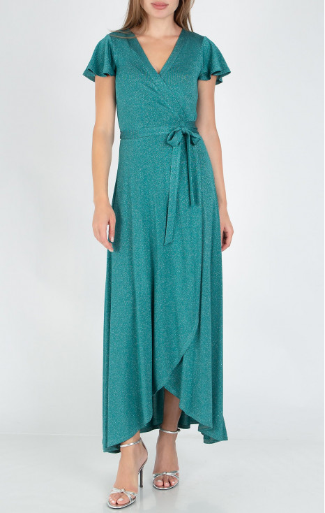 Wrap Maxi Dress in Turquoise Green