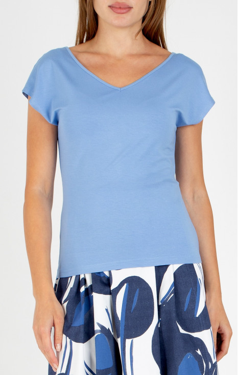 Women&rsquo;s jersey blouse in Sky Blue