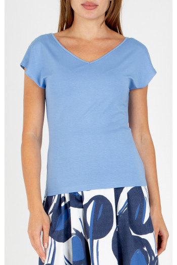 Women’s jersey blouse in Sky Blue